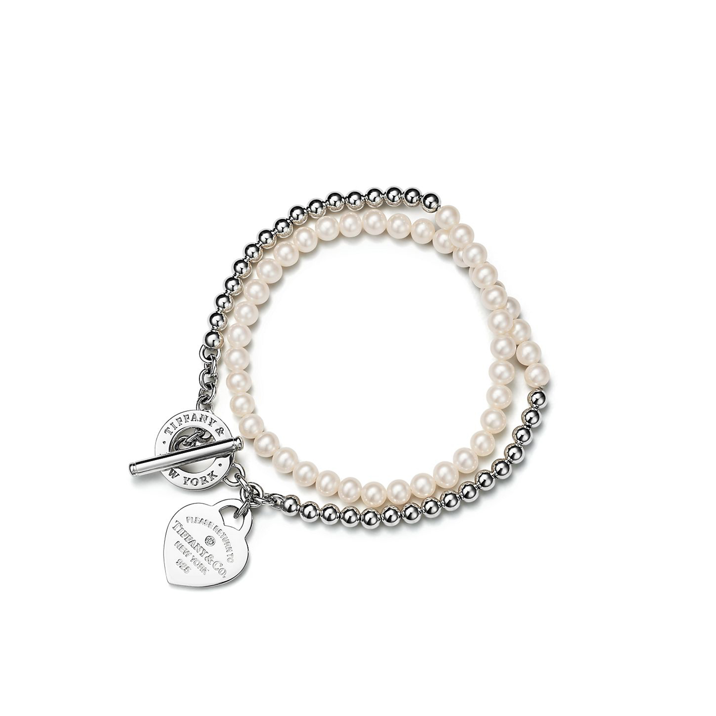 TIFFANY WRAP BEAD BRACELET IN SILVER WITH PEARLS AND A DIAMOND, SMALL 69783317